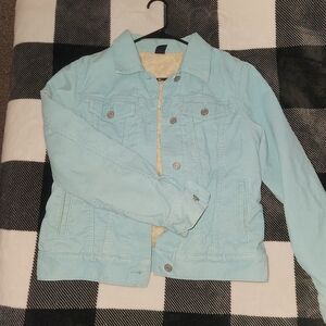 GAP Women's Sherpa-lined Light Blue Corduroy Denim-style Jacket
